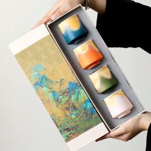 creative luxury ceramic tea cup set with gift box package mugs and malts